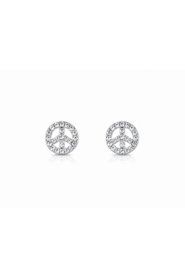 Brinco Paz e Amor Zircônias Prata 925