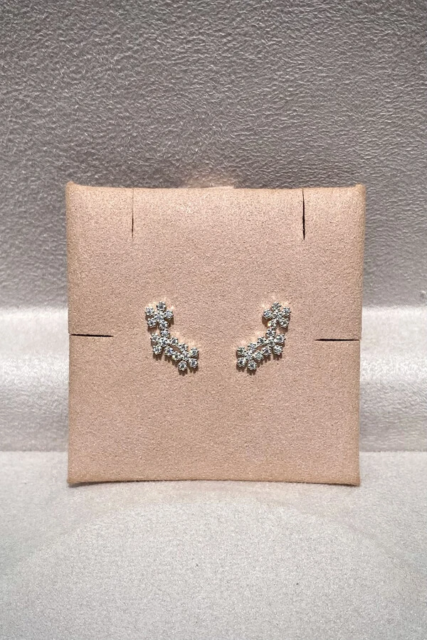 Brinco Earcuf 3 Flores Zircônias Prata 925