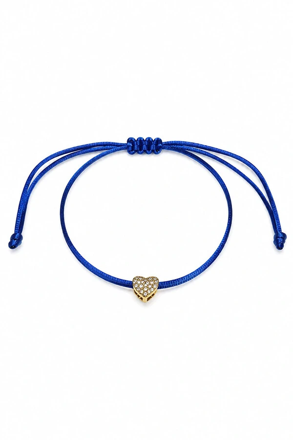 Pulseira Pingente Coração P Zircônias AZul Royal