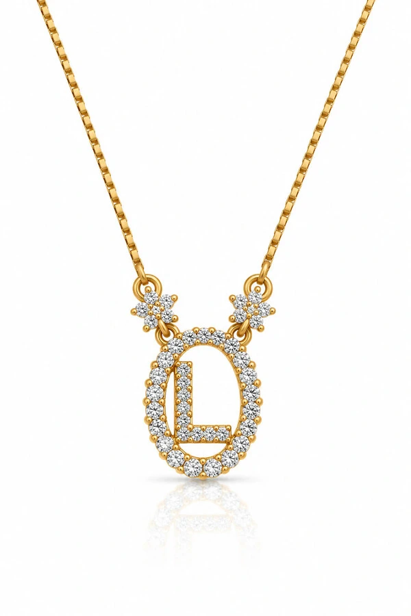 Colar Inicial Letra L Pequena Banhado no Ouro 18k