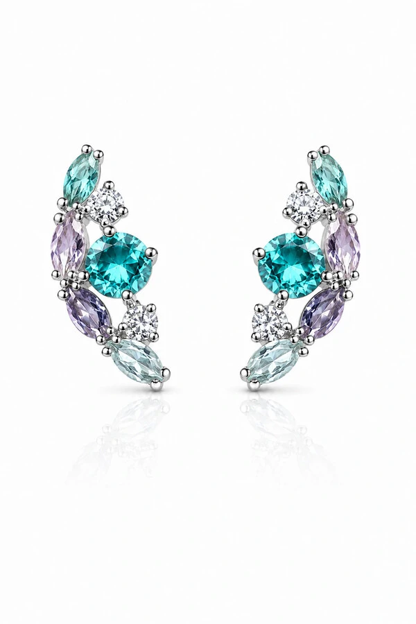 Brinco Earcuff Candy Colors Zircônias Ródio