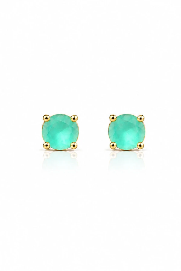 Brinco Ponto luz 5MM Turmalina Fosco Zircônia Ouro 18k