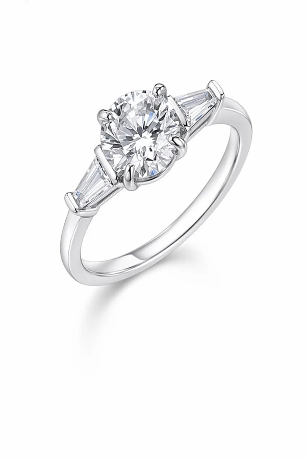 Anel Moissanite 8MM Prata 925 Ródio Branco