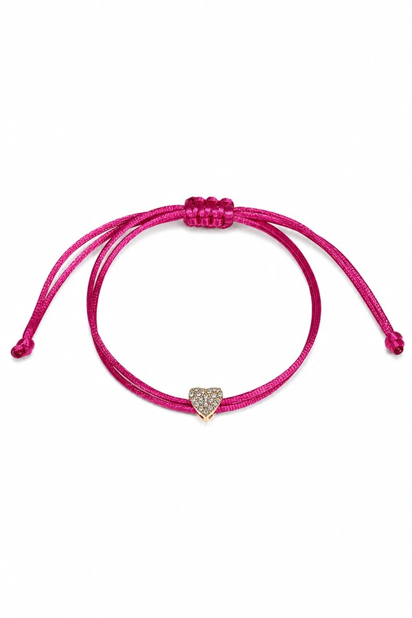 Pulseira Pingente Coração P Zircônias Pink