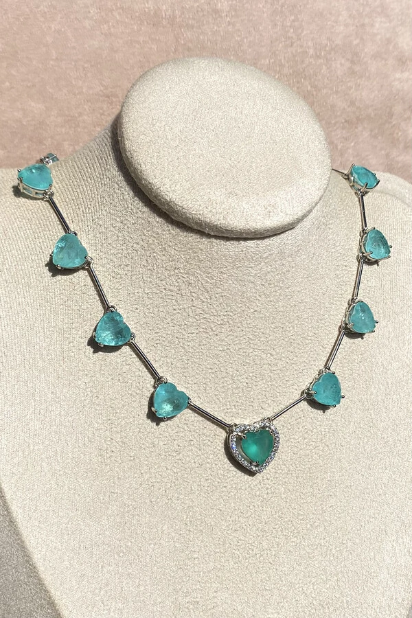 Colar Riviera Corações Turmalina Fusion Ródio Branco