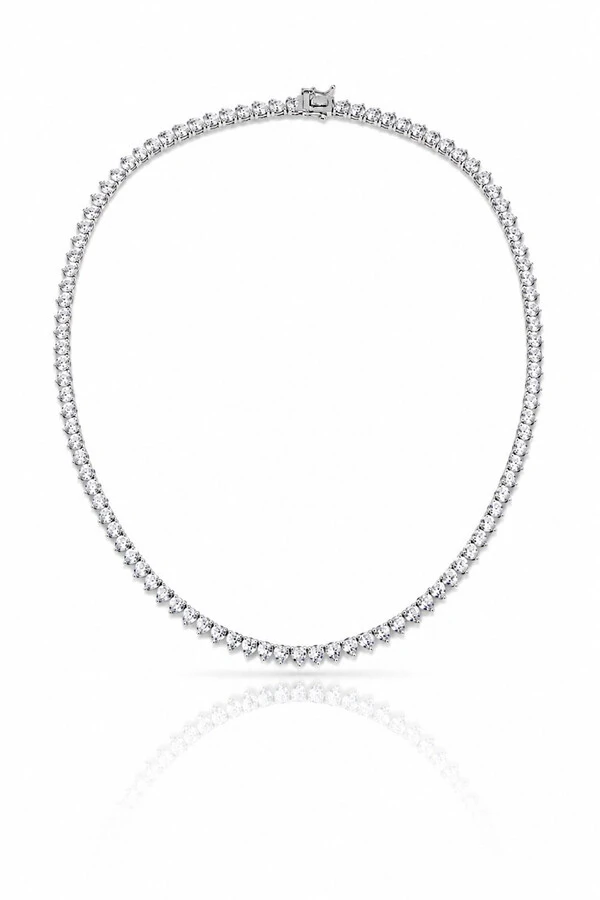 Colar Riviera 3mm Zircônia Ródio Branco