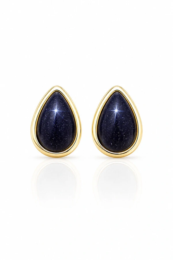Brinco Gota Pedra Estrela Ouro 18k