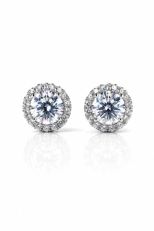 Brinco Ponto Luz 10mm Moissanite Prata 925 com Ródio branco