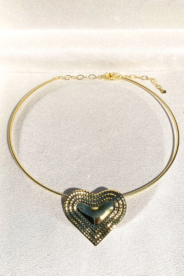 Colar Aro Pingente Orgânico Coração Ouro 18k