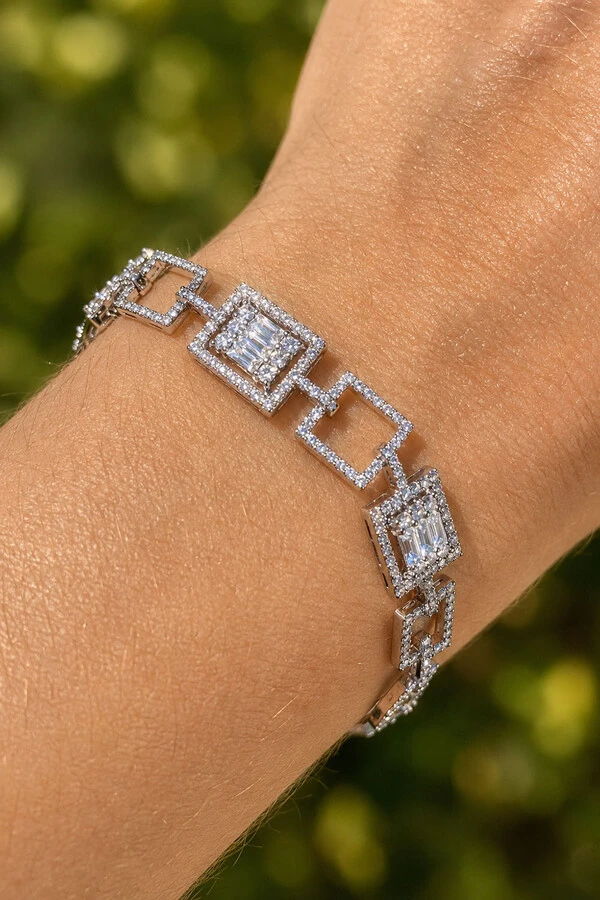 Pulseira Riviera Retangular Zircônias