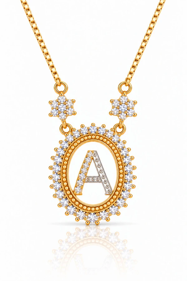Colar Inicial Letra A Banhado no Ouro 18k