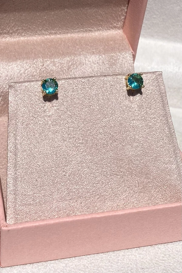 Brinco Ponto luz 5MM Turmalina Zircônia Ouro 18k