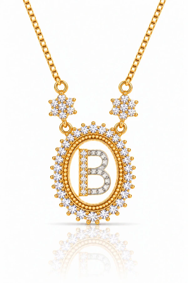 Colar Inicial Letra B Banhado no Ouro 18k