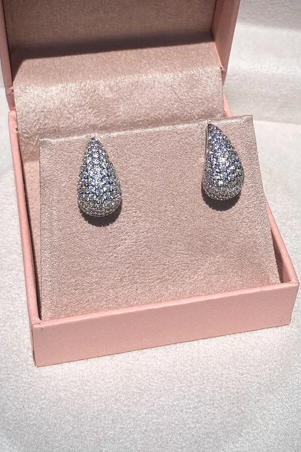 Brinco Gota Zircônias Ródio Branco