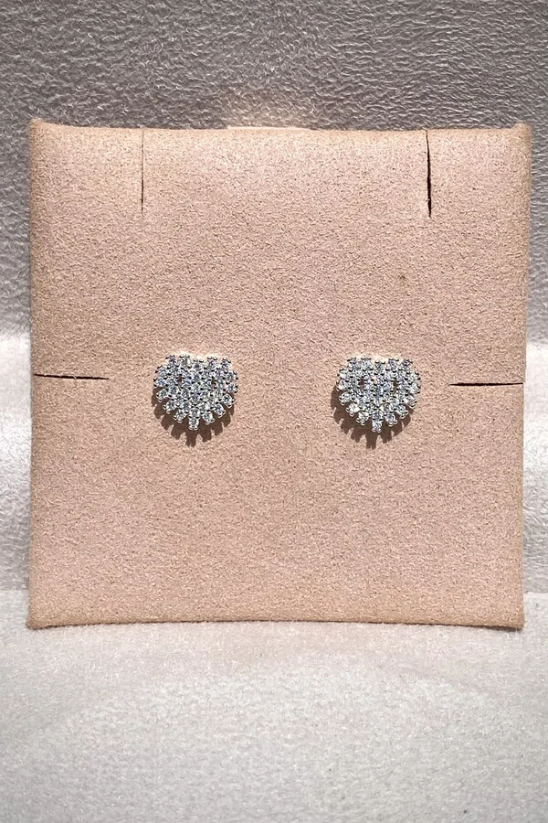 Brinco Coração Zircônias Prata 925