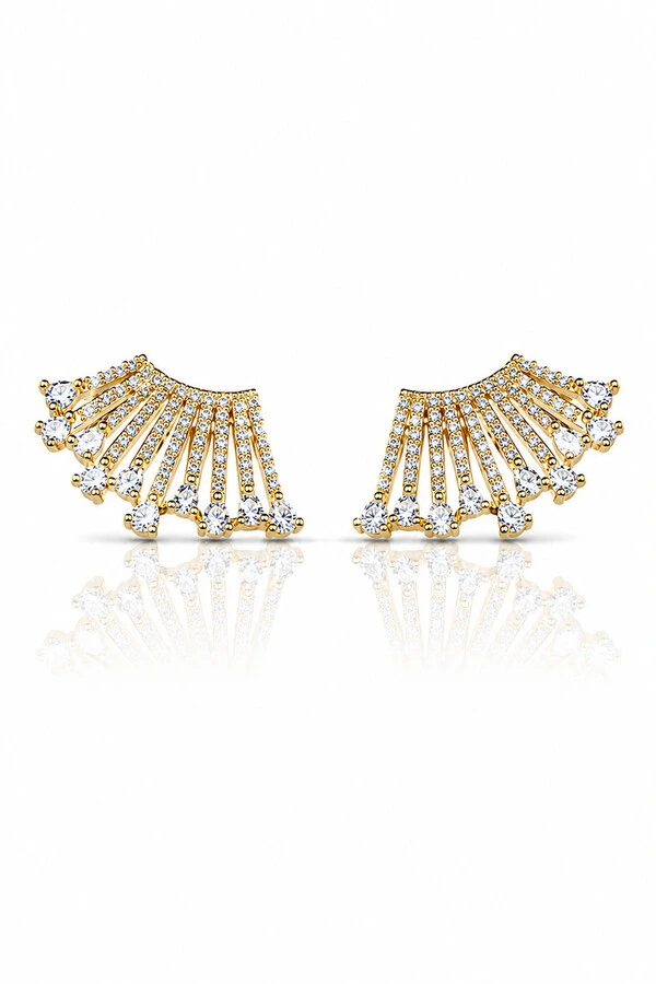 Brinco Earcuff Zircônias Ouro 18k