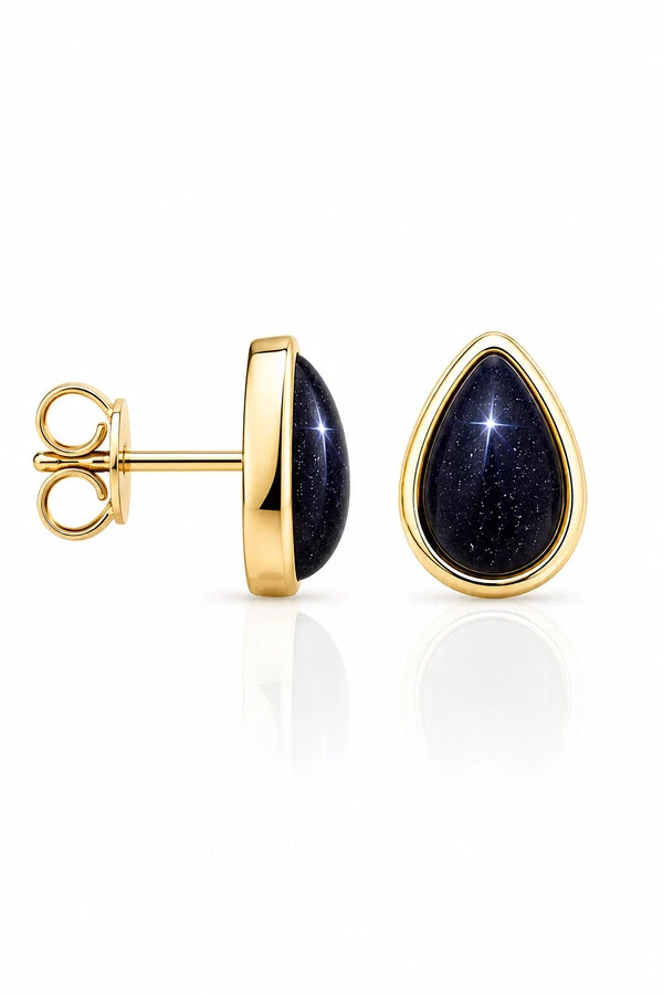 Brinco Gota Pedra Estrela Ouro 18k