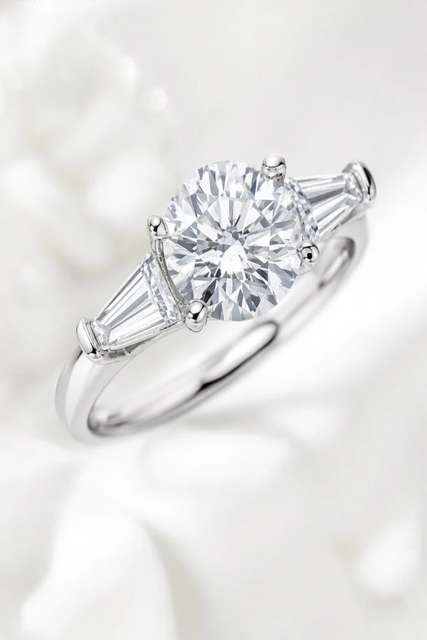 Anel Moissanite 8MM Prata 925 Ródio Branco