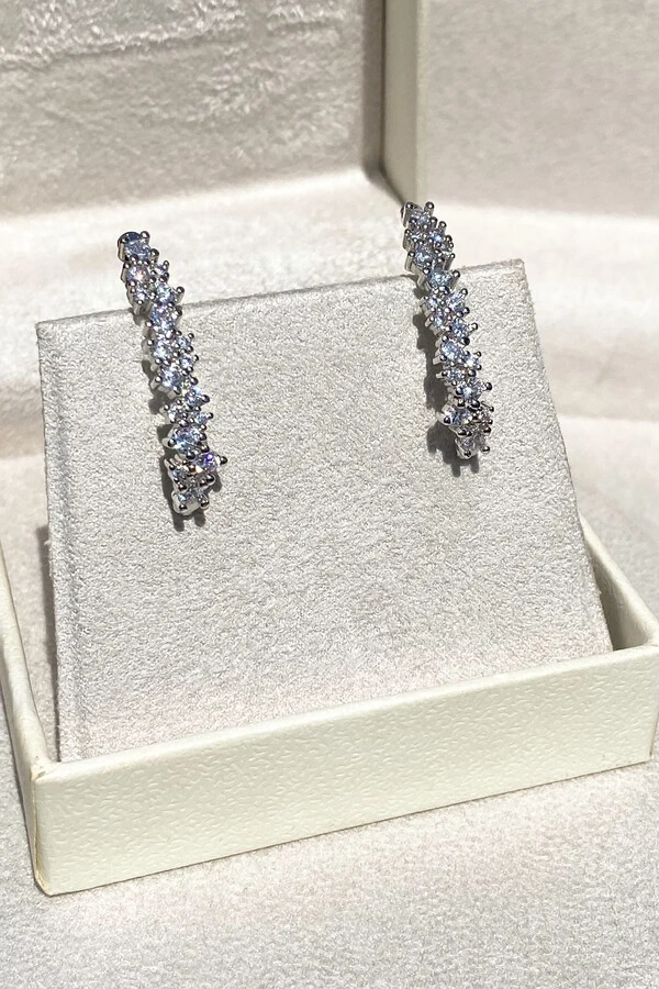 Brinco Earhook Duplo Ródio Branco