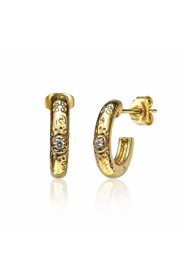 Brinco Argola Olho P Zircônias Ouro 18k