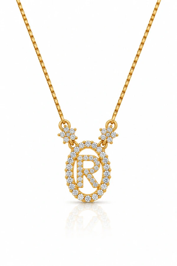 Colar Inicial Letra R Pequena Banhado no Ouro 18k