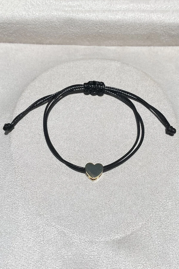 Pulseira Pingente Coração Liso Preta