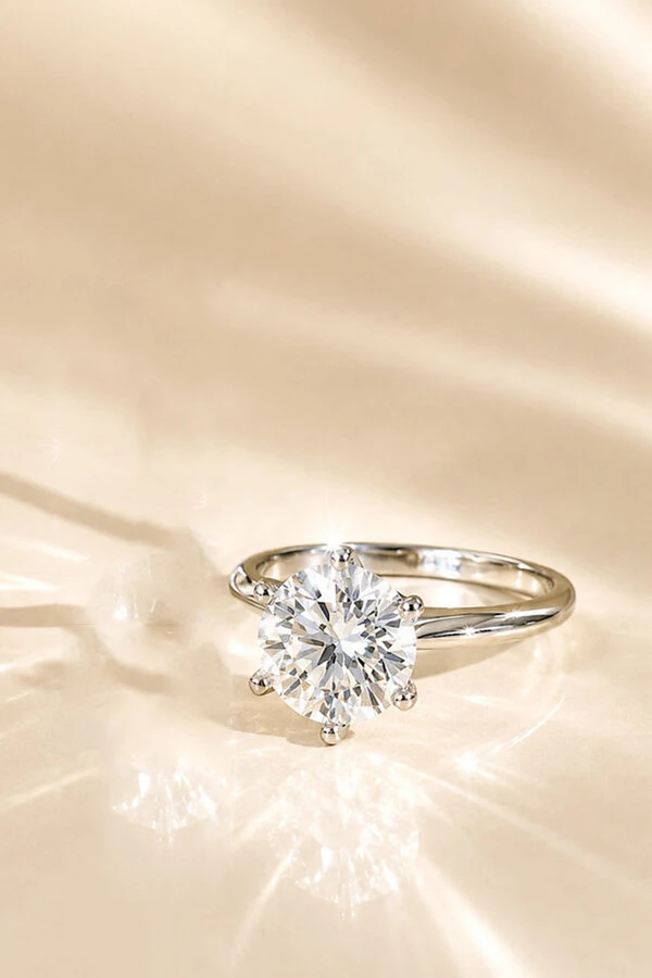 Anel Solitátio Moissanite 10 MM Prata 925 Ródio Branco