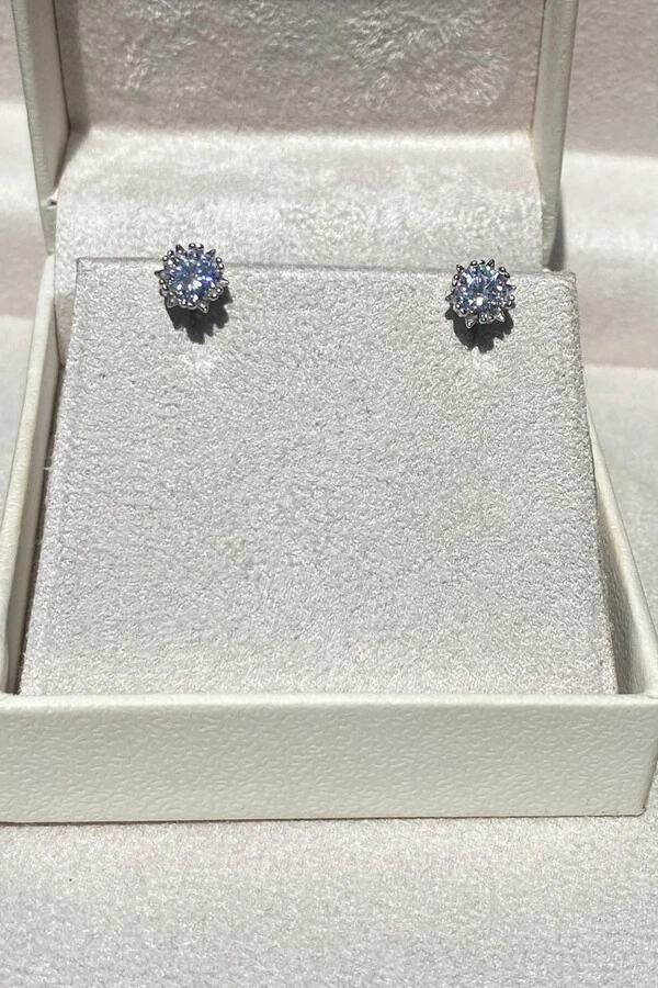 Brinco Ponto Luz 5mm Moissanite Prata 925 com Ródio branco