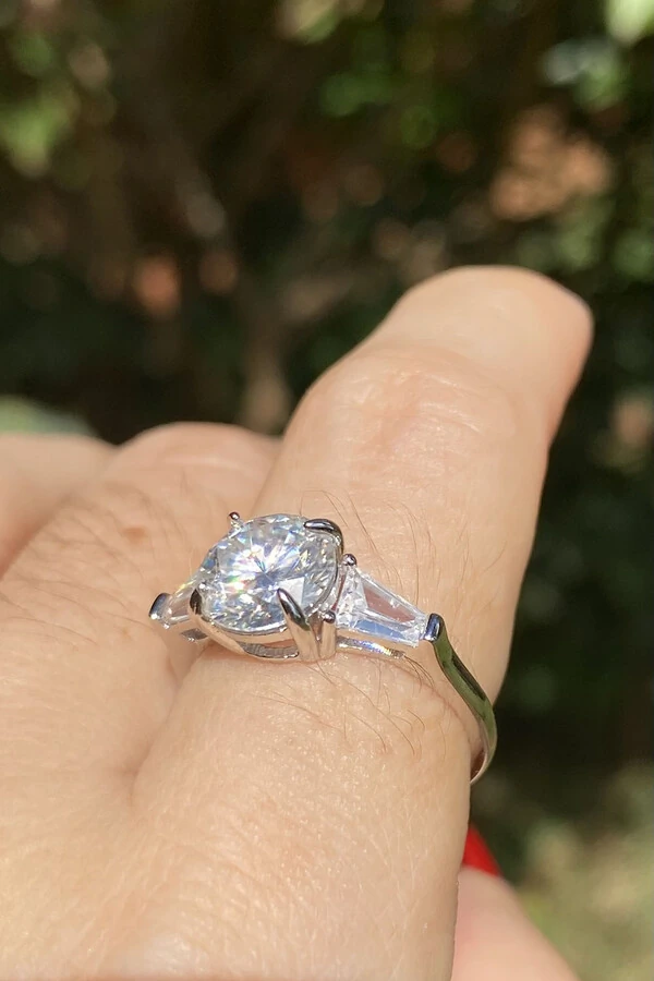 Anel Moissanite 8MM Prata 925 Ródio Branco