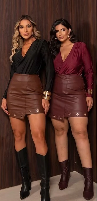 Fotopre venda saia courino assimentrico ilhos divas