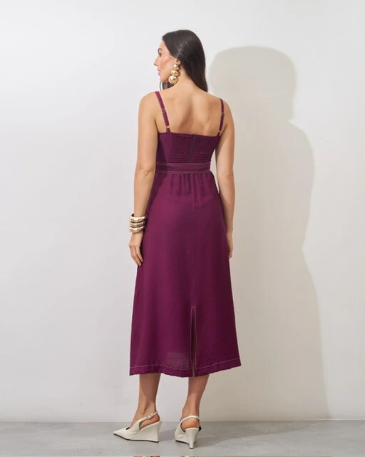 Fotovestido viscose poliamida prespontado faixa elisabeth kayla