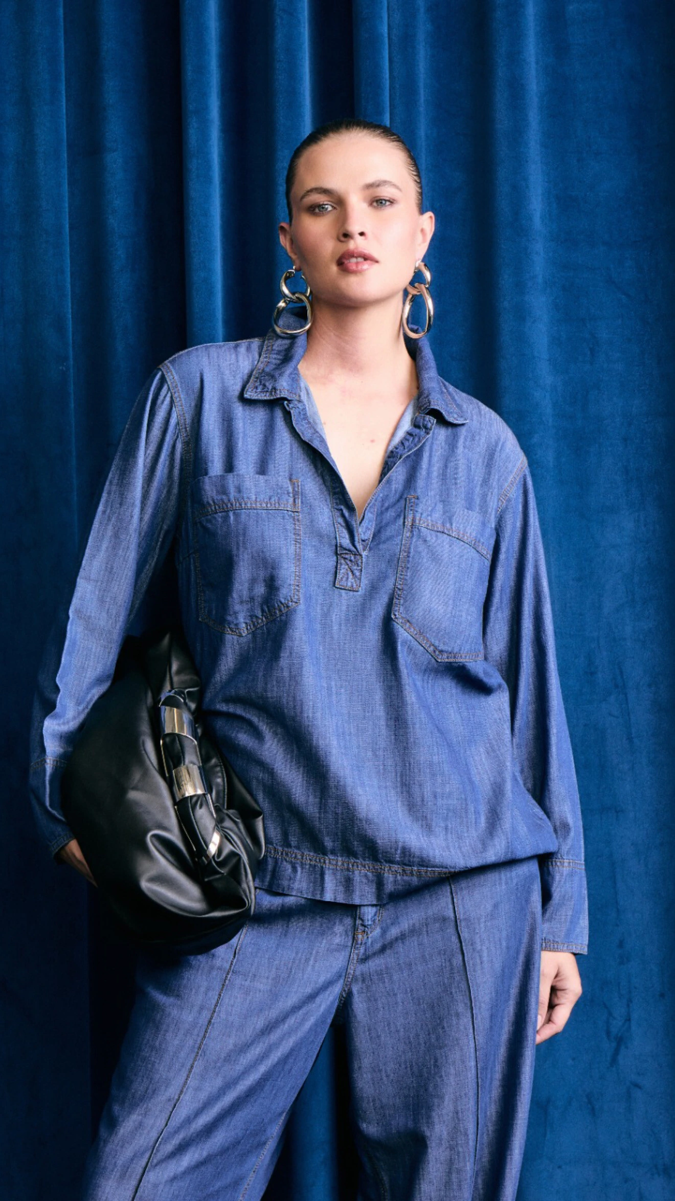 Fotocamisa jeans tencel izzat manga longa