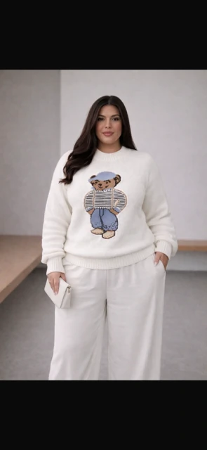 Fotoblusa tricot urso plus planet