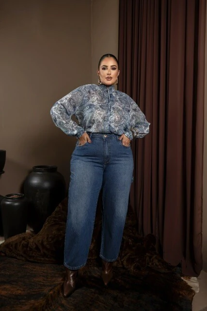 Fotopre venda blusa crepe etnico com manga elastex divas