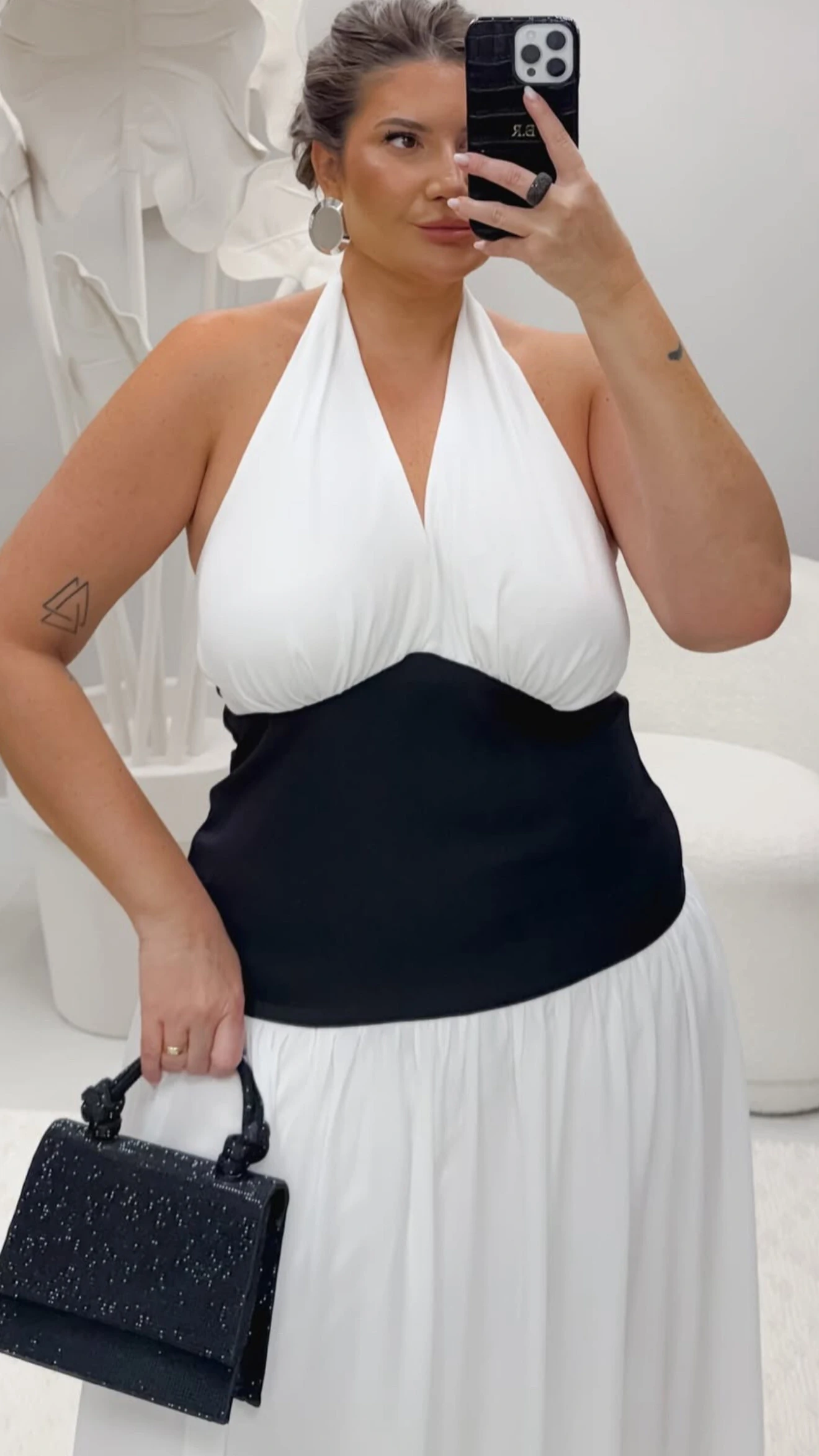 FotoVestido frente unica bicolor em crepe hotpink