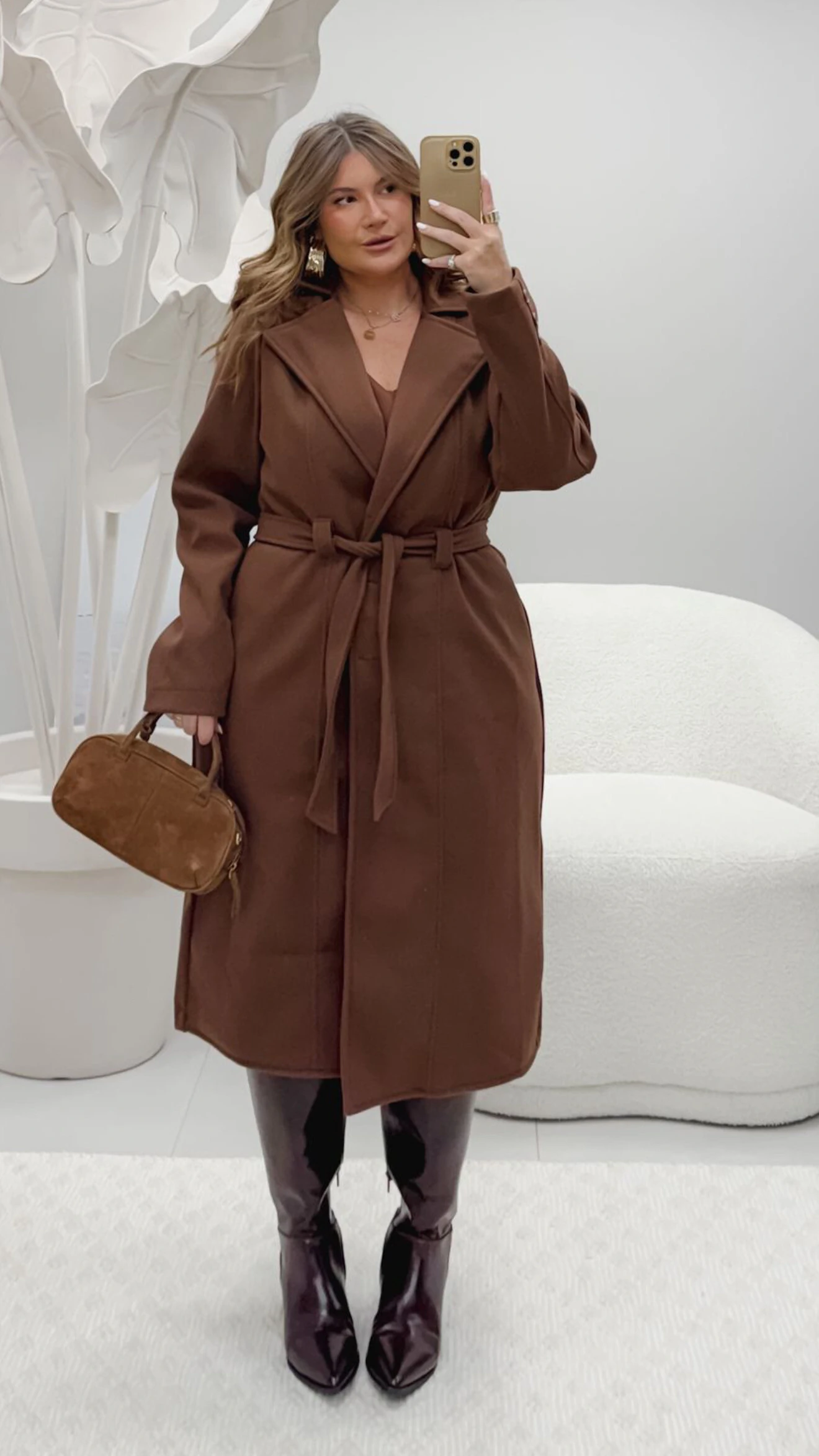 Fotopre venda sobretudo com faixa la batida longo rosamili