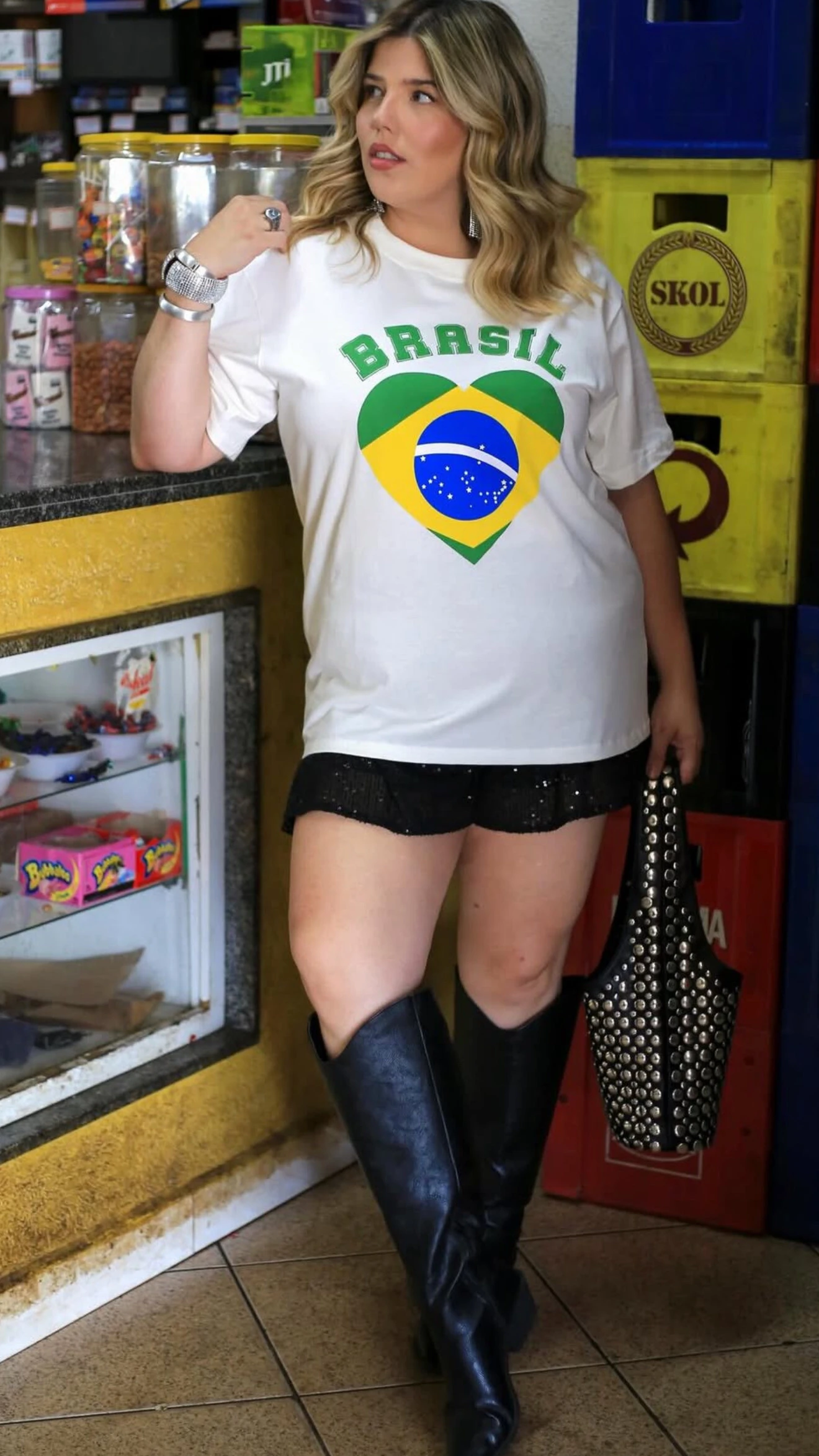 Fotot shirt coracao brasil malha algodao