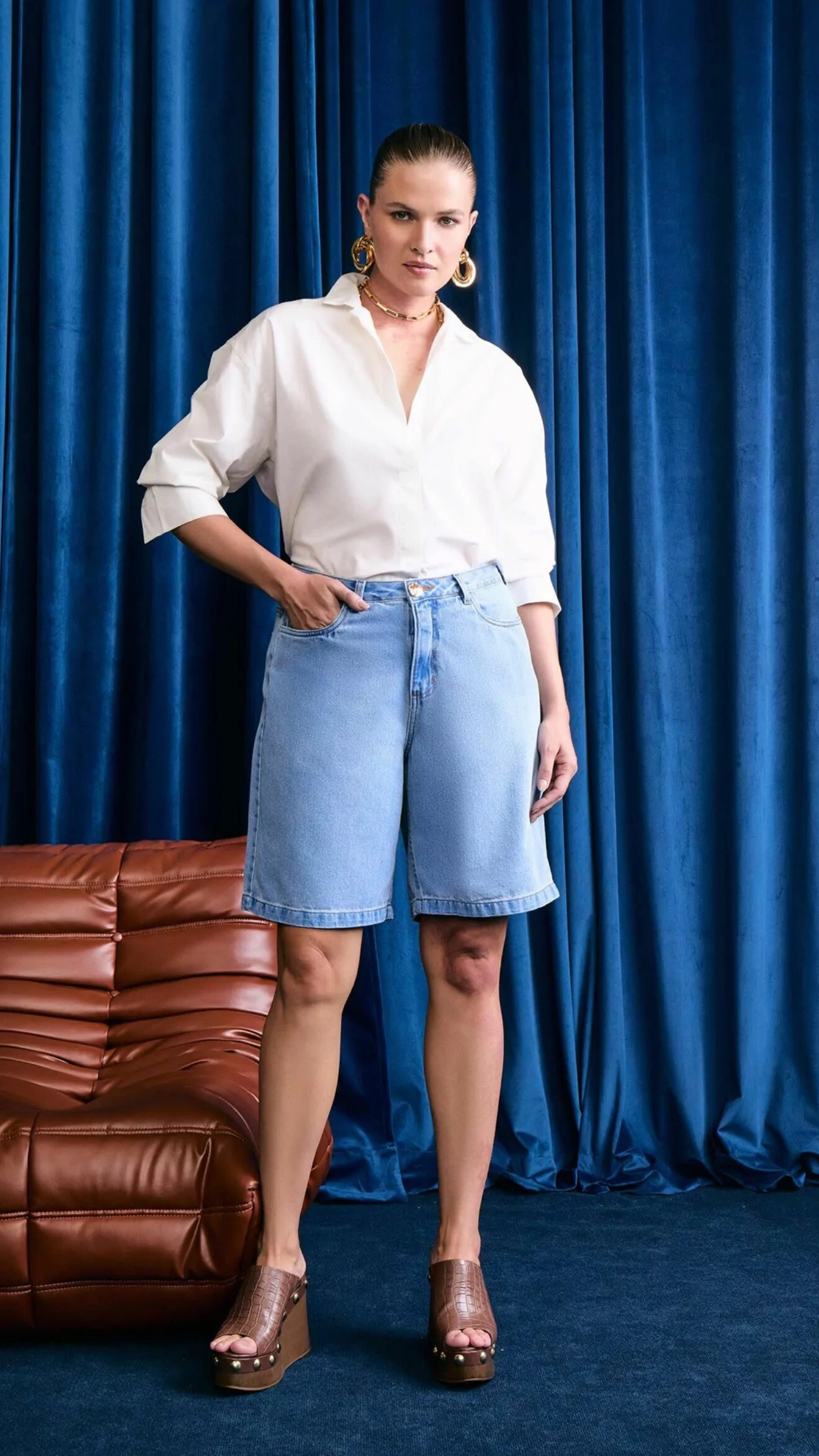 Fotojorts jeans blue curvy izzat