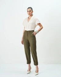 blusa com franzidos crepe quebela