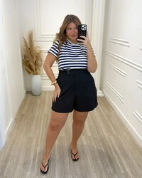 shorts alfaiataria pregas quebela