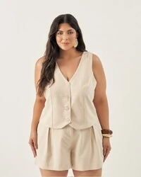 conjunto alfaitaria colete + shorts quebela