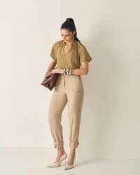 blusa com franzidos crepe quebela