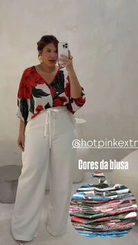 blusa floral crepe hotpink