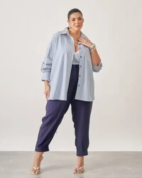 Camisa listrada+cropped com renda kayla