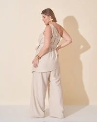 blusa um ombro viscose e poliamida assimetrica kayla