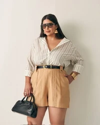 camisa listrada tricoline quebela