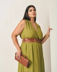 vestido decote transpassado classica quebela