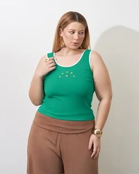 regata canelada brasil bordada kayla