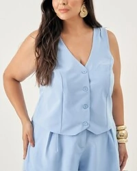 conjunto alfaitaria colete + shorts quebela