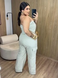 top tomara que caia jeans brunf